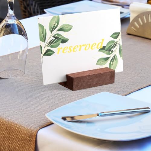 Blosssound 12 Pcs Wood Place Card Holder, Brown, 3 x 1.6 x 0.8 Inches