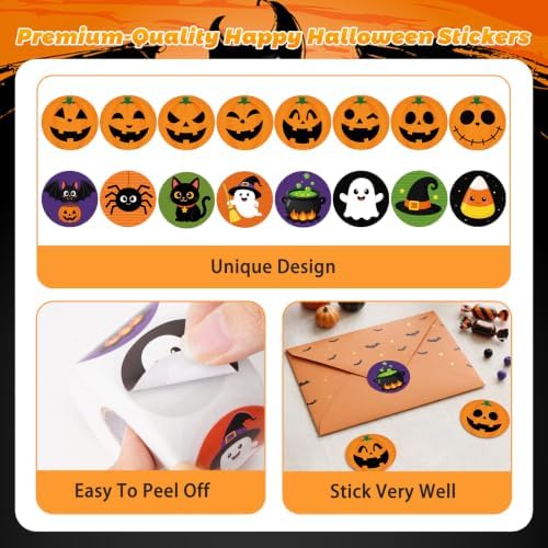 Anwyll 1000 Pcs Halloween Stickers - 1.5'' Pumpkin Stickers for Decorating