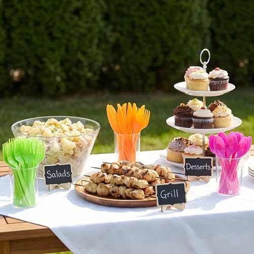 360Pcs Neon Plastic Silverware Set, Disposable Forks Spoons Knives