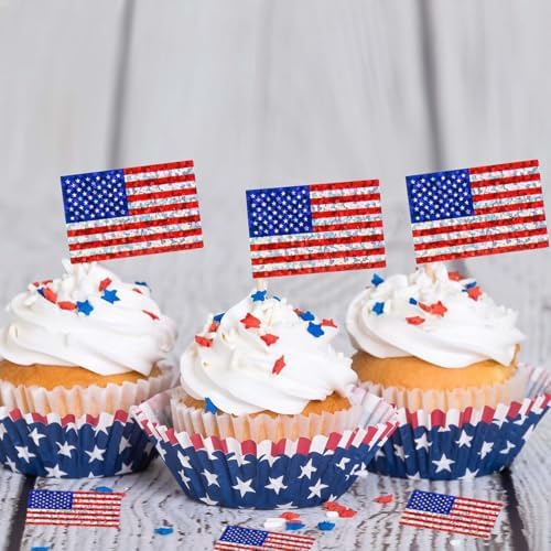 500 Pcs 4th of July Patriotic Flag Stickers 1 * 1.5In American Sticker Fourth of July Label Laser Glitter USA Stickers for Independence Day Party Supplies Envelope Scrapbook Decorations