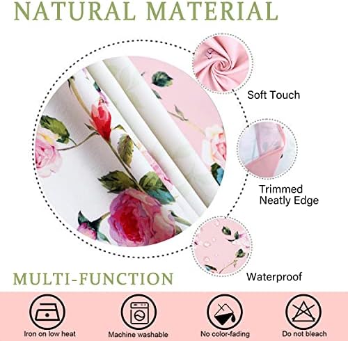 Pink Floral Tablecloth Decoration Tablecloths, Pink Rose Rosette Butterfly Table Covers, Waterproof Table Cover for Dinner Kitchen Party Holiday Decor 60"x 84" Oval