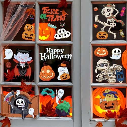 72Pcs Halloween Window Clings, Halloween Window Stickers for Party Decor