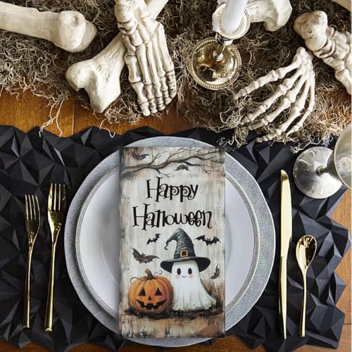 Horaldaily 50Pcs Halloween Paper Napkins, Ghost Happy Halloween