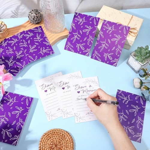 Pajean 50 Pcs Greenery Share a Memory Card, Celebration of Life Cards Box