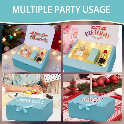 LWYMX 12 PCS Blue Gift Boxes with Lids，9.8x7.8x3.9, Bridesmaid Proposal Box with Ribbon, Gift Boxes for Wedding, Christmas, Valentine's Day,Birthday,Baby Shower and the other Parties