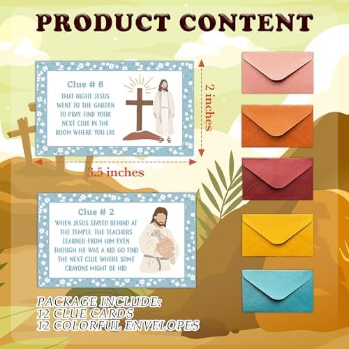 Religious Easter Scavenger Hunt Game, Christian Games for Family Treasure Riddle Hunt Cards Game Activities, Spring Holiday Indoor Outdoor Party Games Supplies, Religious Bible Gifts for Adults, 01