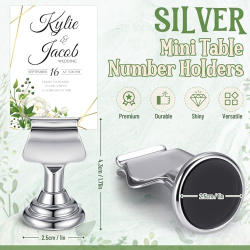 Kathfly 12 Pcs Wedding Table Number Holders Metal Silver Place Card Holder