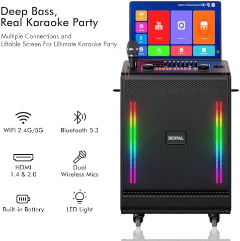 Smart Karaoke Machine with 17.3 Inch Touch Screen & Lyrics Display