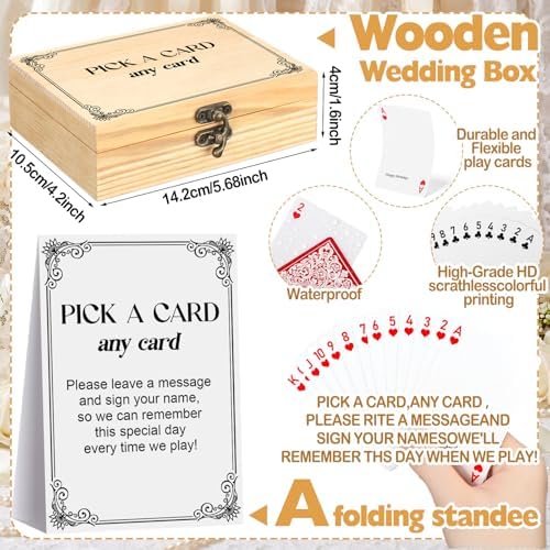 AceOrbit 57 Pack Red Wedding Guest Book Playing Cards Set with Wooden Box
