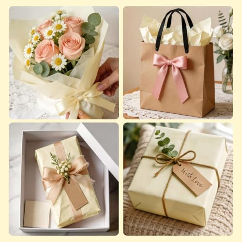 Bobobag 100 Sheets Ivory White Tissue Paper 20"X14" Tissue Paper for Gift Bags, Gift Wrapping Tissue, Christmas Tissue Paper Anniversary Holiday Decoration Arts Craft