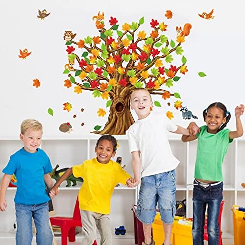 Gersoniel 90 Pcs Classroom Tree Bulletin Board Decor, Fall Animal Style