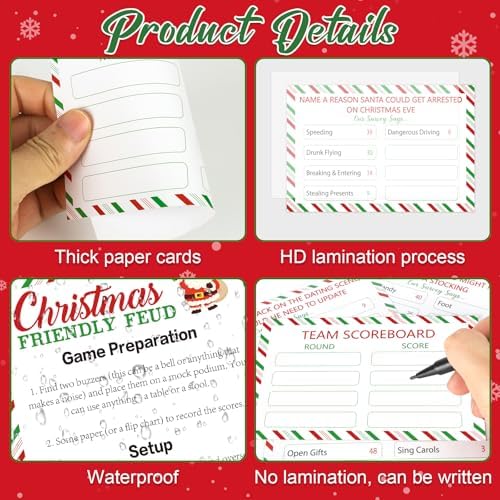 COCHIE Fun Christmas Family Friendly Feud Cards Against Game for Adults Office Large Group Parties Favor, Xmas Trivia Quiz Party Games Christmas Night Activities - No Buzzers (Xmas)