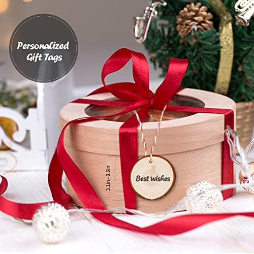 Natural Wood Slices - 30 Pcs 3.1-3.5 inches Craft Unfinished Wood kit Predrilled with Hole Wooden Circles for Arts Wood Slices Christmas Ornaments DIY Crafts