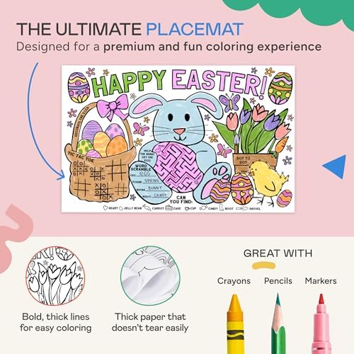Tiny Expressions Easter Coloring Placemats, Set of 12