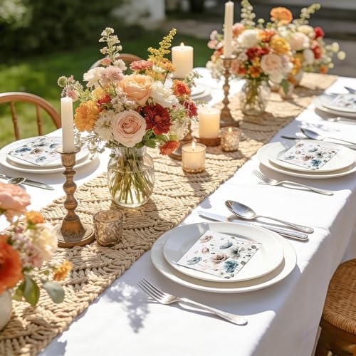 Natnarr 100 Pcs Floral Paper Napkins, 5" Boho Flower Napkins