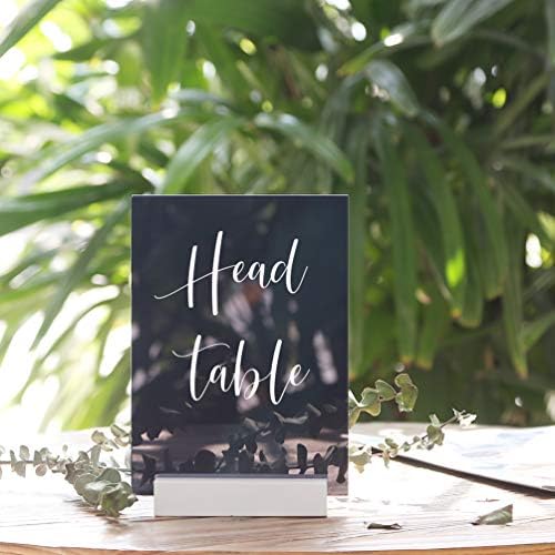 UNIQOOO 5 Pack 4" White Wood Stands for Wedding Acrylic Sign, Wood Table Number Holders for 1/8 Thick Acrylic Sheets | Wedding Display Stand, Card Holder for Bar Menu, Retail Sign, Party, Event