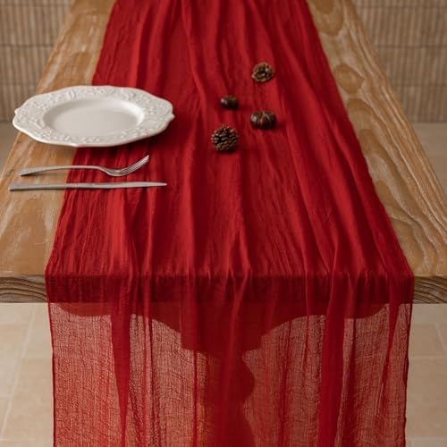 Red Cheesecloth Table Runner 120 Inches Fall Christmas Party Decorations