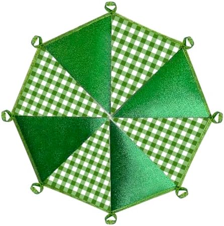 Glitter Green Party Pennant Banner Flag Green Buffalo Plaid Hanging Paper Triangle Bunting for Birthday Christmas Holiday Wedding Shower Bridal Shower St Patrick's Day Party Decorations Supplies