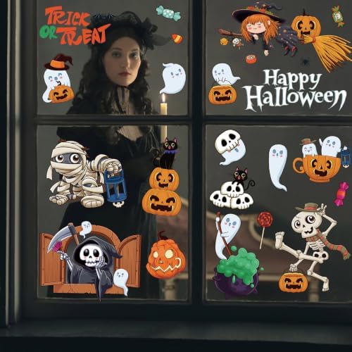 72Pcs Halloween Window Clings, Halloween Window Stickers for Party Decor