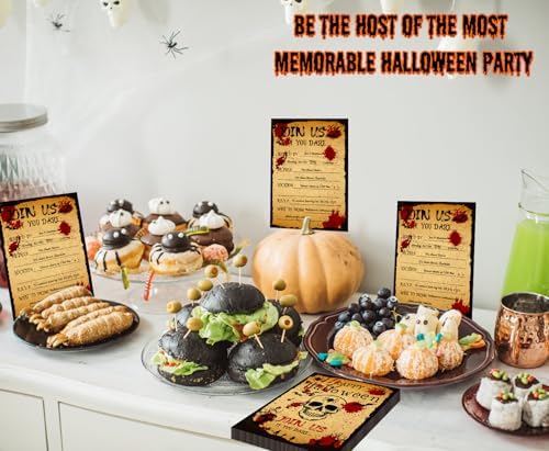 Halloween Party Invitation Cards with Envelopes - 12 Pack Bloody Skull Halloween Invitations for Adults Kids - 5 x 7 Inch Birthday Invitations for Haunted House Scary Holiday Party Favors