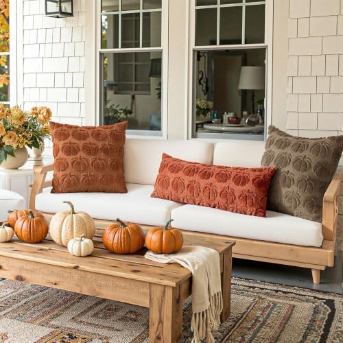 MIULEE Fall Pillow Covers Pumpkin Fall Decor 20x20 Coco Brown