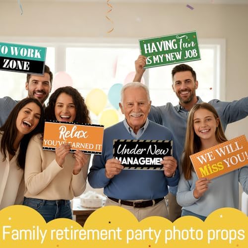 Beeveer 24 Designs Retirement Photo Booth Props, Double Sided PVC Signs