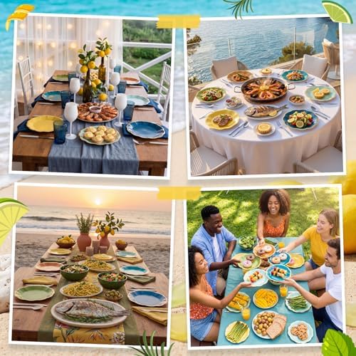 72 Pcs Summer Lemon Paper Plates 9 Inch Blue and Yellow Gradient Scalloped Paper Disposable Dinner Dessert Plates for Summer Birthday Wedding Bridal Party Supplies, 6 Colors