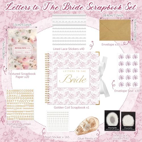 Humyoun Letters to Bride Scrapbook,12 X 12 Inch,Floral,Pink