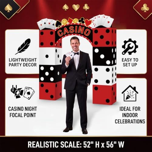 Pajean Casino Stacked Box Archway, Photo Booth Backdrop 52 x 56 Inch