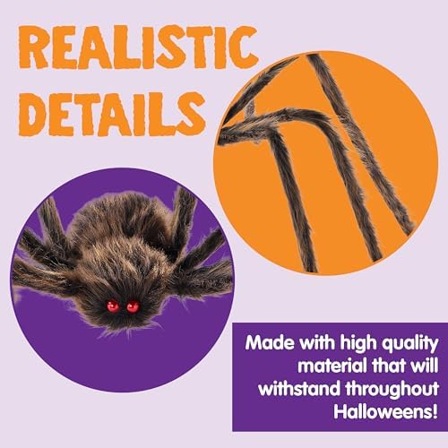 JOYIN 2 Pack 5 Ft Halloween Outdoor Decorations Hairy Brown Spider, Scary Fake Giant Large Spider Haunted House Props, Halloween Lawn Porch Yard Garden Tree Decorations Party Indoor Decor