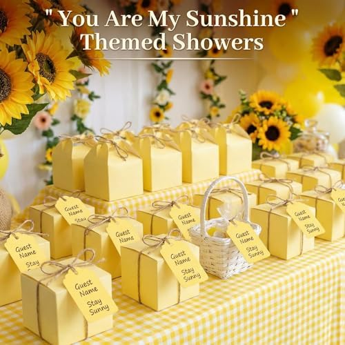 SallyFashion 120Pc Yellow Gift Tags with String, 1.6 X 2.8 inch