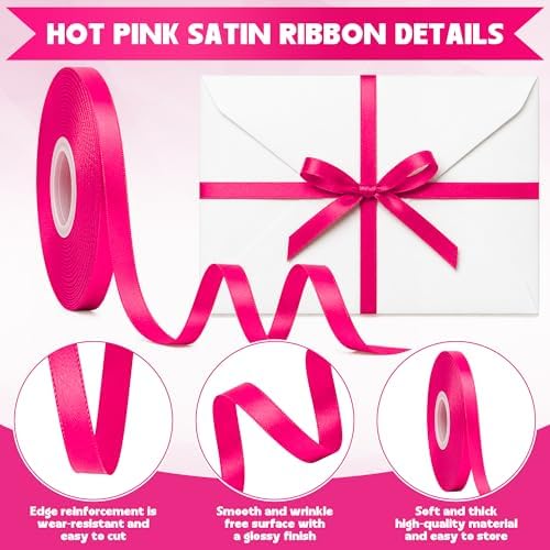 3/8In 30Yards Rose Red Thin Ribbon for Gift Wrapping Valentine's Wedding