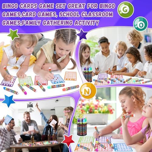 Crtiin 148 Pack Bingo Cards Dot Daubers Set 4.72 x 5.12" Kids Game