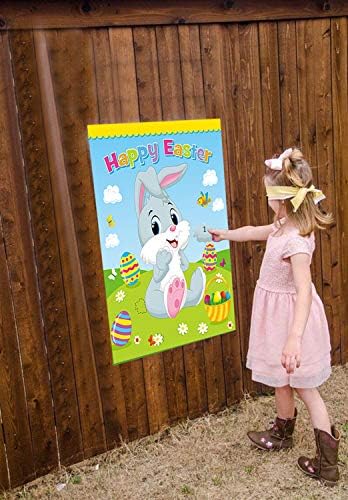 Easter Games for Kids Pin The Tail on The Bunny Easter Egg Hunt Activities Games for Party Decorations Crafts Favors Supplies Basket Essential Stuffers Gifts