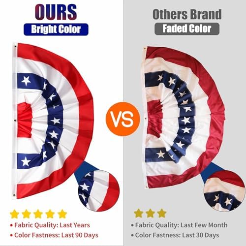 American Bunting Flags for Outside,4th of July Flags Outdoor, American Pleated Fan Flag 1.5x3 FT,Patriotic Decor Bunting Banner,Fourth of July Yard Decorations,Red White and Blue Decor for Outside (4 Pack)