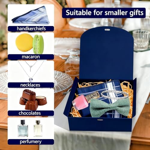10pack Gift Boxes with Lids, Blue Gift Boxes for Presents with Ribbons