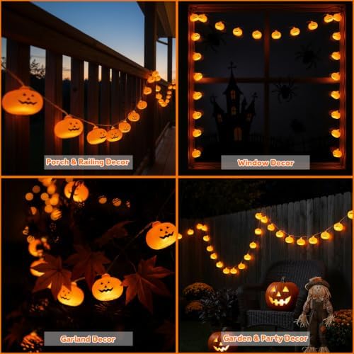 Runleo Halloween Decorations Pumpkin String Lights Battery Operated