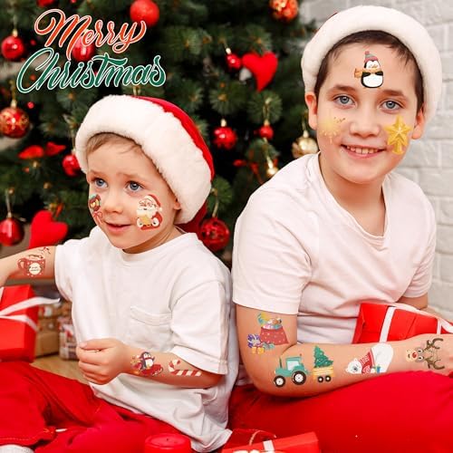 Stocking Stuffers - 160 PCS Christmas Tattoos for Boys Girls | Kids Games Crafts Party Favors Decorations for Grandkids- Christmas Sweaters Dress Shirts Outfit for Women Adults