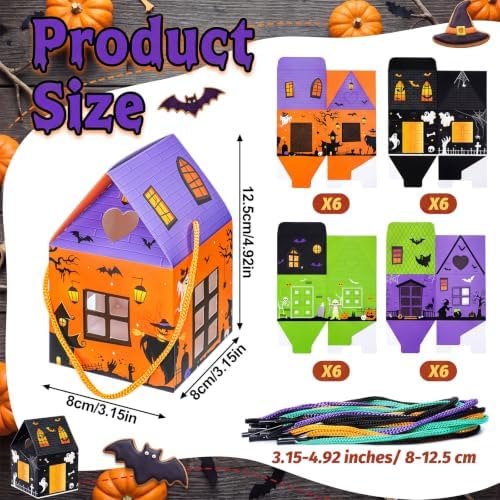 Gersoniel 24 Pcs Halloween Treat Boxes Mini Castle House Candy Box