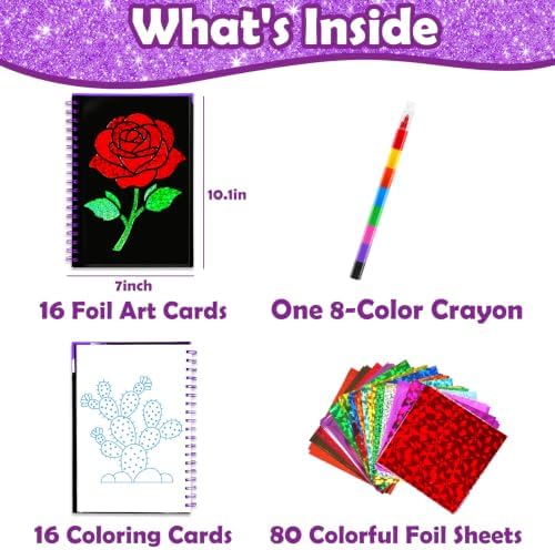 FUNNYB&G Foil Art Craft Kit for Kids, Sparkly Birthday Gift Toy for Girls