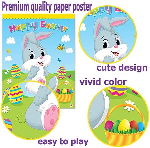 Easter Games for Kids Pin The Tail on The Bunny Easter Egg Hunt Activities Games for Party Decorations Crafts Favors Supplies Basket Essential Stuffers Gifts