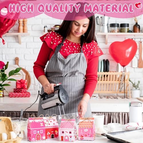 Zhanmai 48 Pcs Valentine's Day Treat Boxes Candy Mini Red Pink Heart House Favor Box Valentine's Day Party Paperboard Gift Boxes for Holiday Party Treat Cookie Goodie Snack Gift Packaging