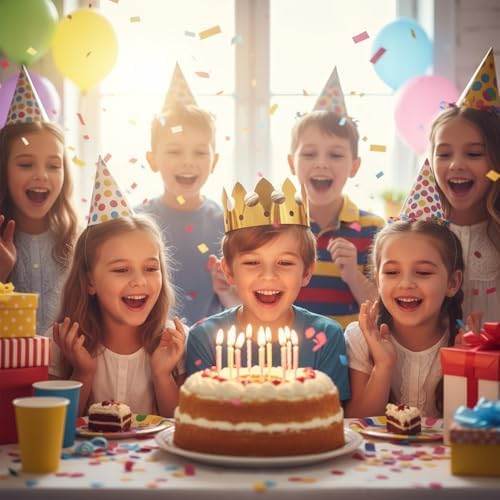 100 Pcs Gold Paper Crowns for Birthday Party, Bulk Classic Gold Foil Crown Hats for Adults & Little People, Party Favors for Wedding, Celebration
