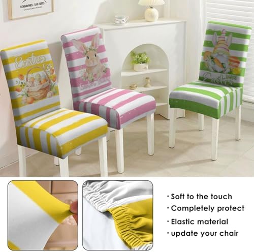 Easter Chair Covers Set of 4, Easter Decorations Stretch Removable Washable Dining Room Chair Protector Slipcovers for Easter Decor Holiday Party Kitchen Home Decorations (Easter 3, 4 PCS)