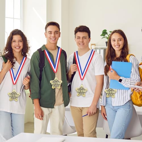 Quelay 30 Pcs 2 Inches Award Medals Bulk Medals Bulk with Neck Ribbons Metal Trophy Award Prize Gift for Tournaments, Competitions, Party, Kids and Adults