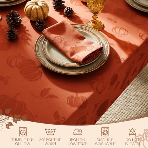 Romanstile Fall Jacquard Rectangle Tablecloth, Thanksgiving Pumpkin