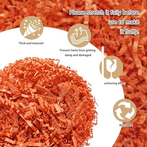 Zankubom 10 LB Orange-1 Crinkle Cut Paper Shred Filler Great for Gift Wrapping, Basket Fillers, Birthday, Gift Wrapping, Anniversary, Halloween Thanksgiving Christmas Party Decor Filling Supplies
