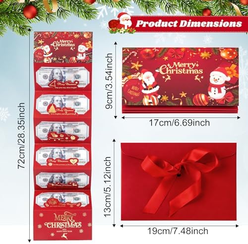 Christmas Money Holders for Cash, Christmas Cash Gift with Envelopes 6 Slots,Surprise Money Envelopes Xmas Gift Card For Men Women Girls Boys for Anniversary Holiday Xmas Party Supplies