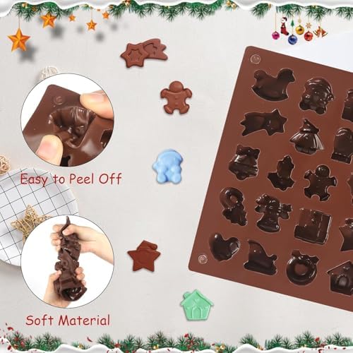 2pcs Christmas Silicone Molds Fondant Chocolate Christmas Molds