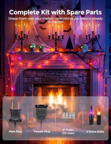 40FT Purple Orange Mini String Lights Halloween Decor for Party Decorations